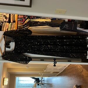 Sheer black long dress with gold stars - celestial princess fairy vibes